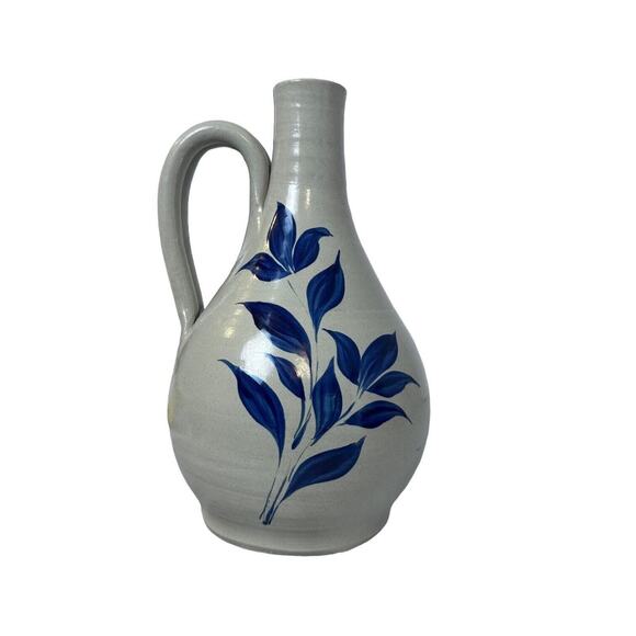 Williamsburg Pottery Lamp Base Only Yorktowne Salt Glaze Stoneware Jug Floral - Picture 12 of 13